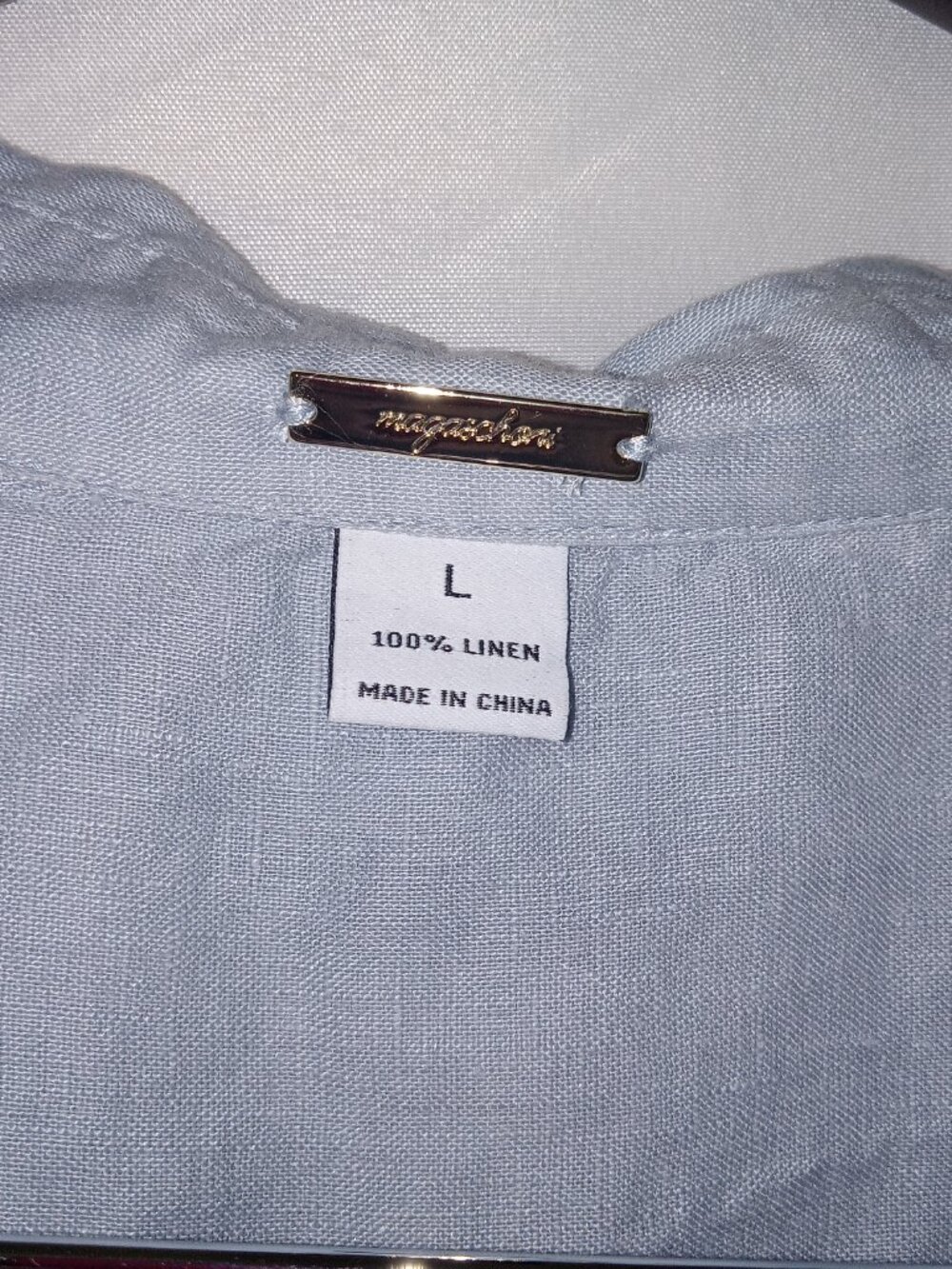 Magaschoni Linen Lagenlook Top Blue Oversized Tunic Womens L - Picture 5 of 12